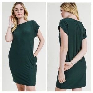 First Love Green T-shirt Dress With Pockets Multiple Sizes NWOT